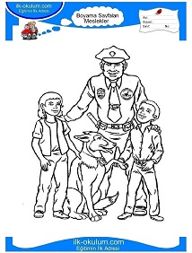 Çocuklar İçin Trafik-Polisi Boyama Sayfaları 